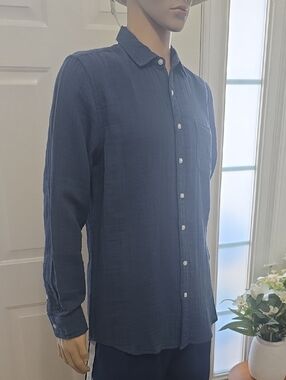 SONOMA MEN'S BIG & TALL BLUE LONG SLEEVES FRONT BUTTON SHIRT SIZE MEDIUM TALL